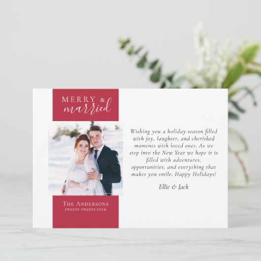 Cartes Pour Fêtes Annuelles Photo Rouge aux Fruits Joyeux & Mariés (Debout devant)