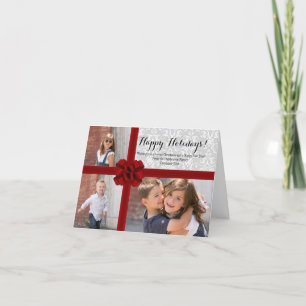 Cartes Pour Fêtes Annuelles Photo rouge de Noël d'arc de ruban