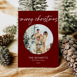 Cartes Pour Fêtes Annuelles Photo Rouge moderne branchée Joyeux Noël