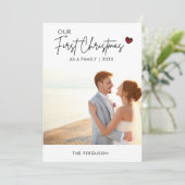 Cartes Pour Fêtes Annuelles Photo rouge Noël Script Mariage Merci (Debout devant)