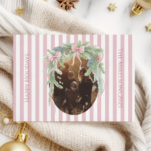 Cartes Pour Fêtes Annuelles Photo Ruban Rose Famille de Pins Noël