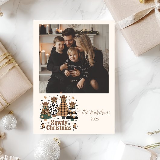 Cartes Pour Fêtes Annuelles Photo Rustic Cowgirl Howdy Western Christmas