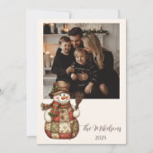 Cartes Pour Fêtes Annuelles Photo Rustic Patchwork Snowman Christmas (Devant)