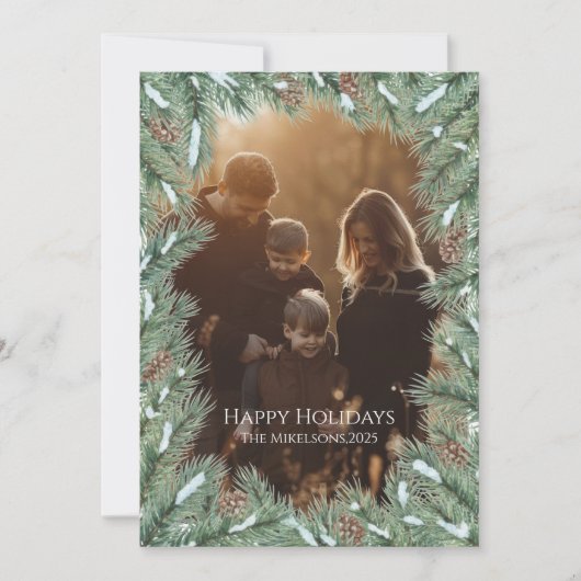 Cartes Pour Fêtes Annuelles Photo Rustic Pinecone Family Christmas (Devant)