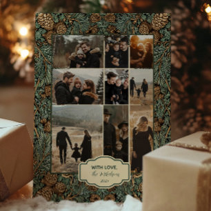 Cartes Pour Fêtes Annuelles Photo Rustique Pinecone Noël À feuillage persistan