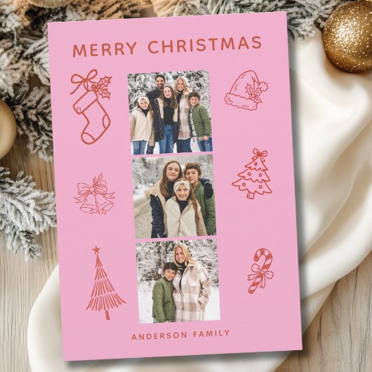 Cartes Pour Fêtes Annuelles Photo Scribble Christmas Flat Holiday Card