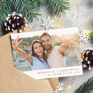 Cartes Pour Fêtes Annuelles PHOTO SIMPLE 2023 joyeux Noël calligraphie rouge