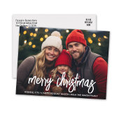 Cartes Pour Fêtes Annuelles Photo simple avec Joyeux Script de Noël blanc