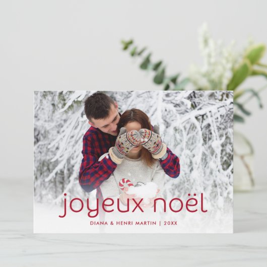 Cartes Pour Fêtes Annuelles Photo simple et d'amusement du rouge | Joyeux Noel (Debout devant)