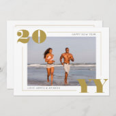 Cartes Pour Fêtes Annuelles Photo simple et Gras Or 2024 Nouvel An (Devant / Derrière)