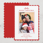 Cartes Pour Fêtes Annuelles Photo simple moderne Red bow Christmas (Devant / Derrière)