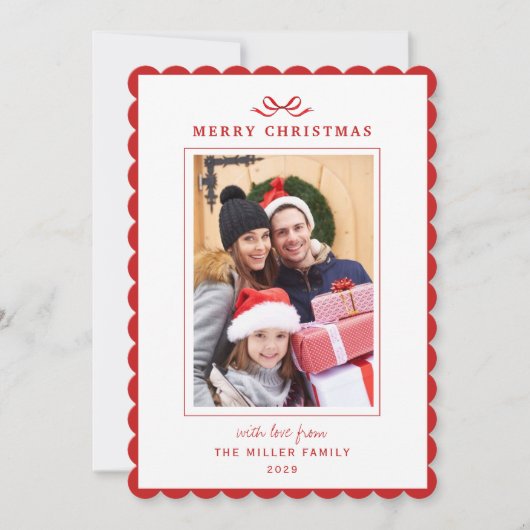 Cartes Pour Fêtes Annuelles Photo simple moderne Red bow Christmas (Devant)