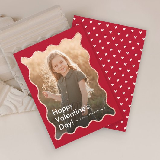 Cartes Pour Fêtes Annuelles Photo simple moderne Wavy Valentine's