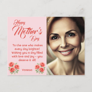 Cartes Pour Fêtes Annuelles Photo sur mesure & Décor Floral - Rose pastel
