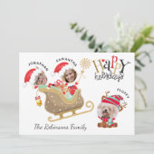 Cartes Pour Fêtes Annuelles Photo sympa Père Noël Famille Chien Reindeer Xmas (Debout devant)