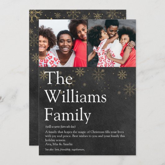 Cartes Pour Fêtes Annuelles Photo Tableau Familial Définition Noël (Devant / Derrière)