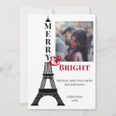 Cartes Pour Fêtes Annuelles Photo Tour Eiffel Paris Joyeux et lumineux Noël (Devant)
