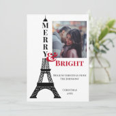 Cartes Pour Fêtes Annuelles Photo Tour Eiffel Paris Joyeux et lumineux Noël (Debout devant)