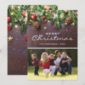 Cartes Pour Fêtes Annuelles Photo traditionnelle de Noël rustique (Devant / Derrière)