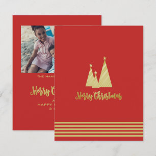 Cartes Pour Fêtes Annuelles Photo traditionnelle et élégante Golden Red Custom