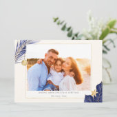 Cartes Pour Fêtes Annuelles Photo Tropical Navy Blue and Gold Greenery (Debout devant)
