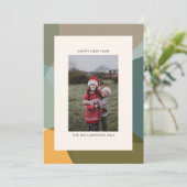 Cartes Pour Fêtes Annuelles Photo Turquoise de Sage Abstrait moderne Bonne ann (Debout devant)