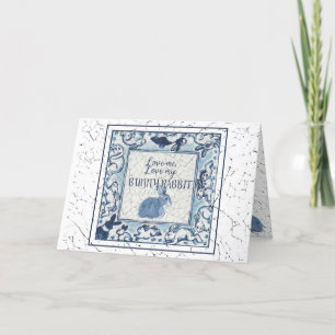 Cartes Pour Fêtes Annuelles Photo Valentine Blue Lapin Bunny Vintage Delft