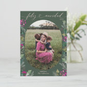 Cartes Pour Fêtes Annuelles Photo Vert Cute Feliz Navidad (Debout devant)