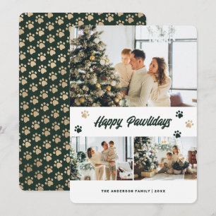 Cartes Pour Fêtes Annuelles Photo Vert Or Joyeux Pawlidays