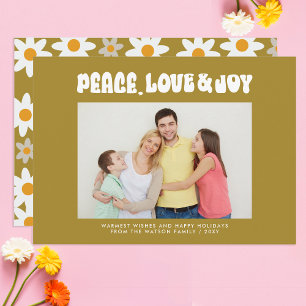 Cartes Pour Fêtes Annuelles Photo Vert Rétro Groovy Paix Amour Joie