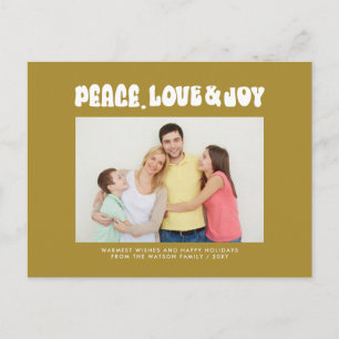 Cartes Pour Fêtes Annuelles Photo Vert Rétro Groovy Paix Amour Joie