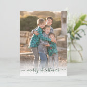 Cartes Pour Fêtes Annuelles Photo verte élégante simple de manuscrit de Joyeux (Debout devant)