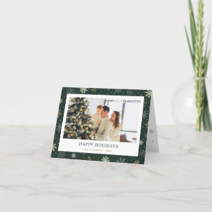 Cartes Pour Fêtes Annuelles Photo verte Flocon de neige Joyeux jours fériés Ca