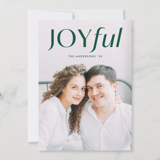 Cartes Pour Fêtes Annuelles Photo verte moderne joyeux (Devant)