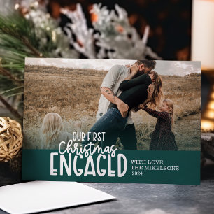 Cartes Pour Fêtes Annuelles Photo verte Premier Noël engagé