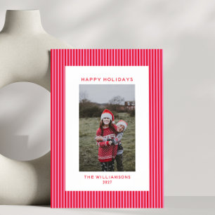 Cartes Pour Fêtes Annuelles Photo verticale de famille festive avec rayures ro