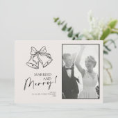 Cartes Pour Fêtes Annuelles Photo verticale moderne Black Bow marié et joyeux (Debout devant)