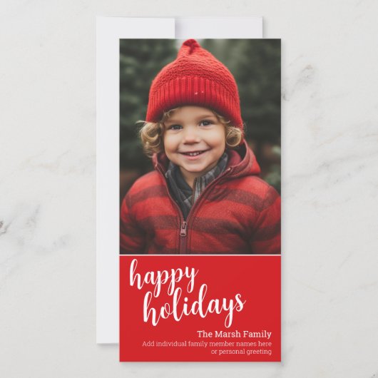 Cartes Pour Fêtes Annuelles Photo verticale - Script rouge de Noël - Joyeux (Devant)