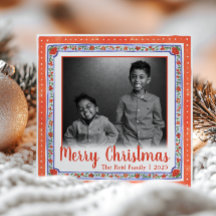 Photo vintage floral aquarelle rouge et bleu