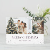 Cartes Pour Fêtes Annuelles Photo violette moderne Joyeux Noël (Debout devant)