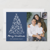 Cartes Pour Fêtes Annuelles Photo Whimsical Christmas Tree Bows Navy (Devant)