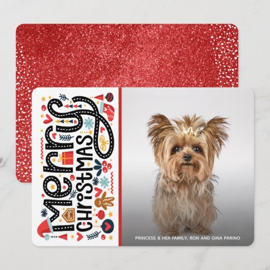 Cartes Pour Fêtes Annuelles Photo Whimsical Joyeux Noël (Devant / Derrière)