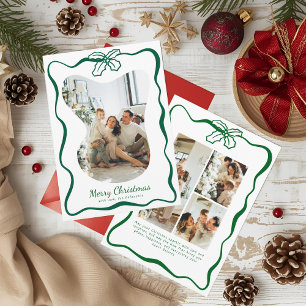 Cartes Pour Fêtes Annuelles Photo Whimsical Vert Doodle Poinsettia Noël