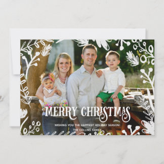 Cartes Pour Fêtes Annuelles Photo White Christmas Full Horizontal Holiday Card