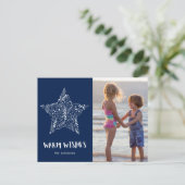 Cartes Pour Fêtes Annuelles Photo Wishes Beach Navy Blue Family (Debout devant)