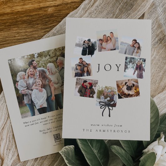 Cartes Pour Fêtes Annuelles Photo Wreath | Collage minimal moderne