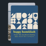 Cartes Pour Fêtes Annuelles Photographie arrière géométrique bleu Hanoukka mod<br><div class="desc">Dites Happy Hanoukka avec cette carte d'art géométrique simple et moderne en bleu,  personnalisée avec votre nom et votre photo.</div>