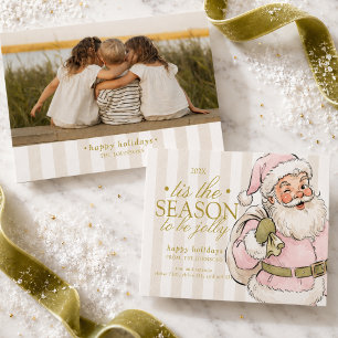 Cartes Pour Fêtes Annuelles Photographie de famille de Père Noël de typographi