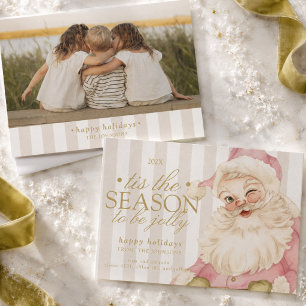 Cartes Pour Fêtes Annuelles Photographie de famille de Père Noël en typographi