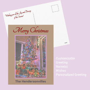 Cartes Pour Fêtes Annuelles Photographie de l'arbre de Noël et du village